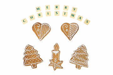 Gingerbread and honey cookies on christmas theme with wishes.