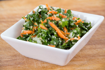 tabbouleh parsley and carrot salad bowl