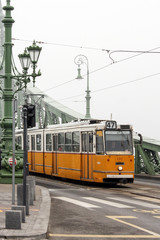 Fototapeta na wymiar Tram passing through Budapest