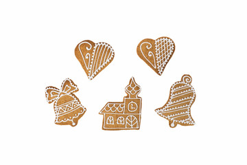 Homemade gingerbread and honey cookies on christmas theme .