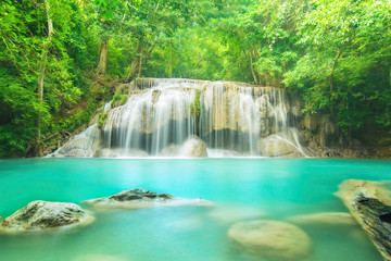 Level two of Erawan Waterfall in Kanchanaburi Province, Thailand