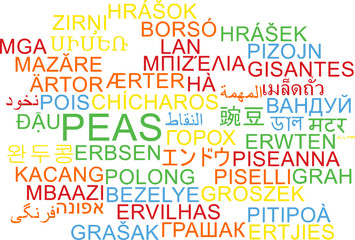 Peas multilanguage wordcloud background concept