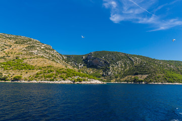 Beautiful landscape scenery with hills on Croatian island Brac.