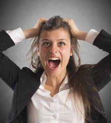 Furious businesswoman screams