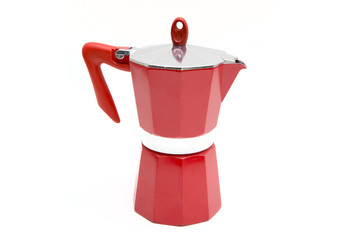 Italian coffee maker isolated on white background.