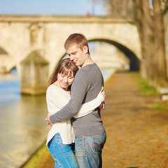 Romantic dating loving couple in Paris