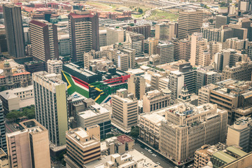 Fototapeta premium Panoramę wieżowców w biznesowej dzielnicy Johannesburga