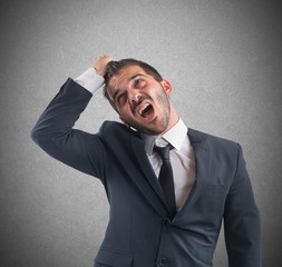 Crazy businessman screams