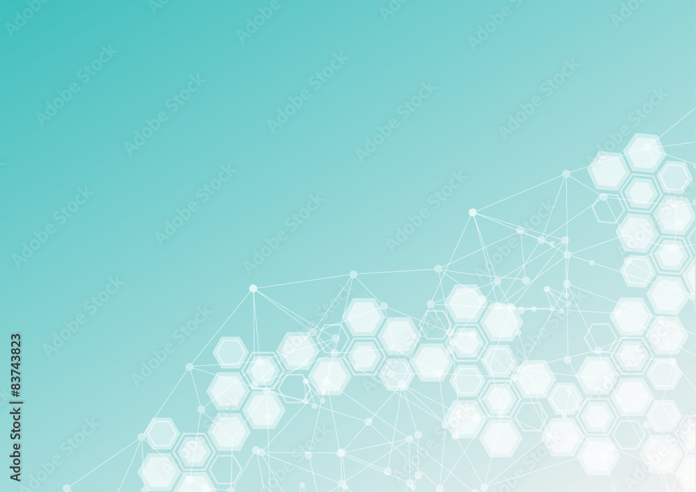 Poster abstract mesh background with hexagon, lines and shapes