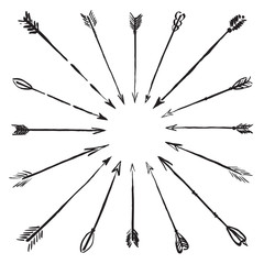 Vector collection black hand-drawn arrows