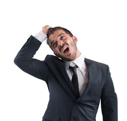 Crazy businessman screams