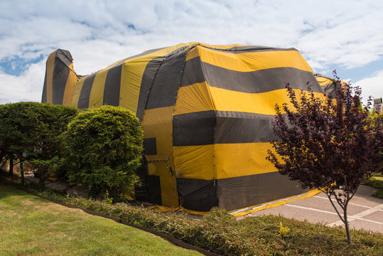 House Is Covered By Tent For Fumigation