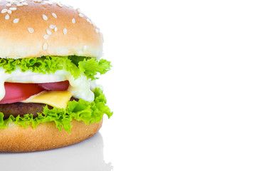 Hamburger on white background