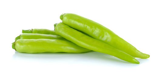 Green hot chili pepper isolated on the white background