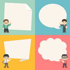 Set of businessman with speech bubbles character
