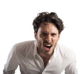 Angry businessman screams
