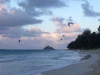 Kiteboarders at Kailua Beach Oahu