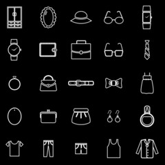 Dressing line icons on black background