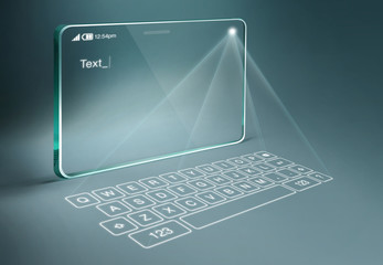 Transparent tablet with digital virtual keyboard