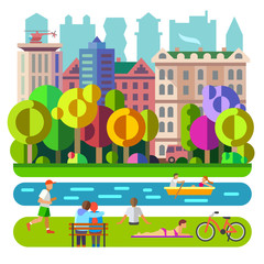 Obraz premium City Park. People and nature