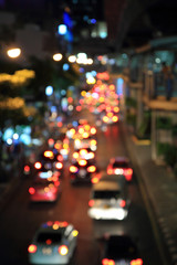 Blur light of traffic car lights in the city.