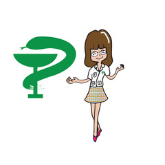 Pharmacist woman cartoon character