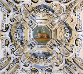 The Lamb of God, fragment of the dome of Salzburg Cathedral, Austria.