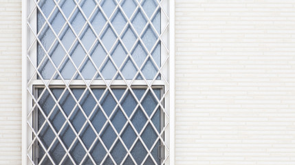 Window and metal baluster with white modern wall