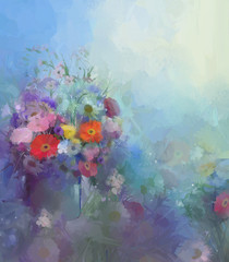 Flower oil painting.Flora Vintage  color background