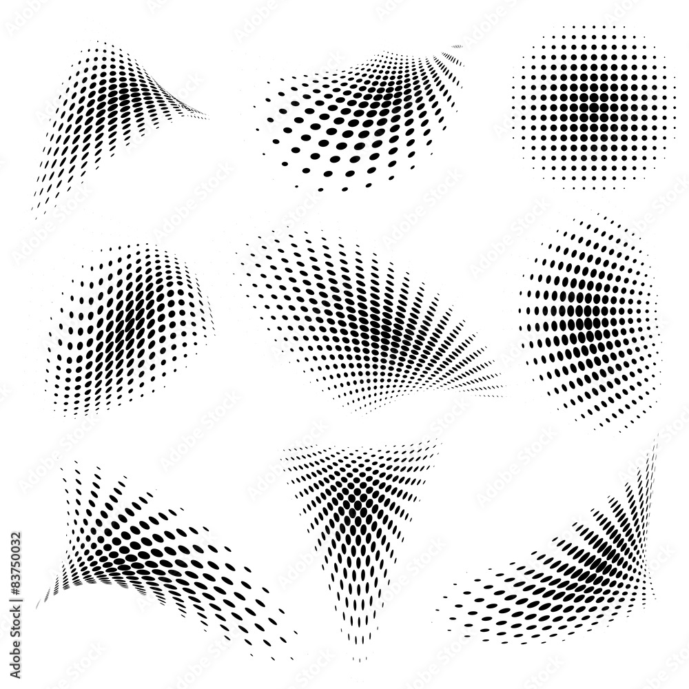 Poster Set of Abstract Halftone Design Elements