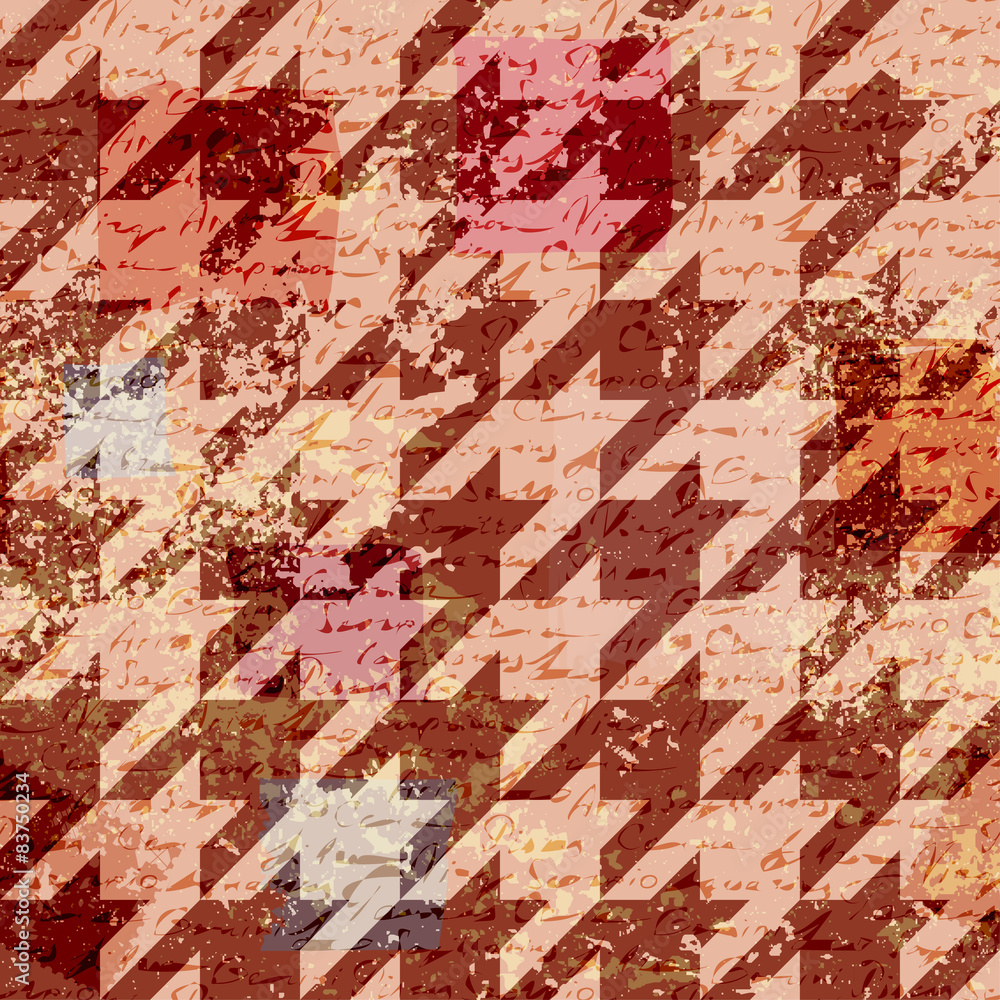 Poster houndstooth pattern on abstract retro background.
