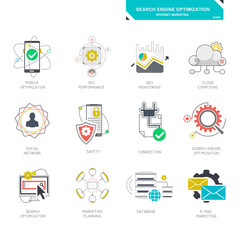 Seo internet marketing icons, modern flat design