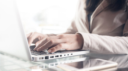 Business woman hands close up