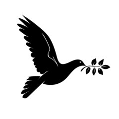 Dove with branch. Symbol of peace.