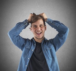 Boy shouting desperately