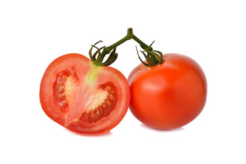 tomatoes with stem on white background