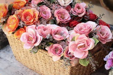 Beautiful rose of artificial flowers