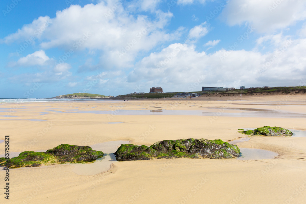 Poster Fistral beach Newquay North Cornwall UK in spring