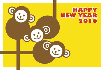 Year of monkey Happy new year 2016 © ayusloth