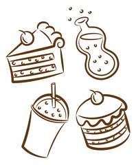 food and beverages icon in doodle style