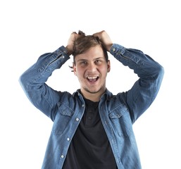 Boy shouting desperately