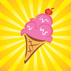 ice cream cone with burst background