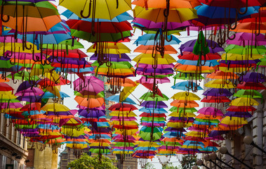 A lot of colorful Umbrellas