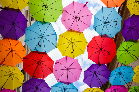 Colorful Umbrellas from bellow