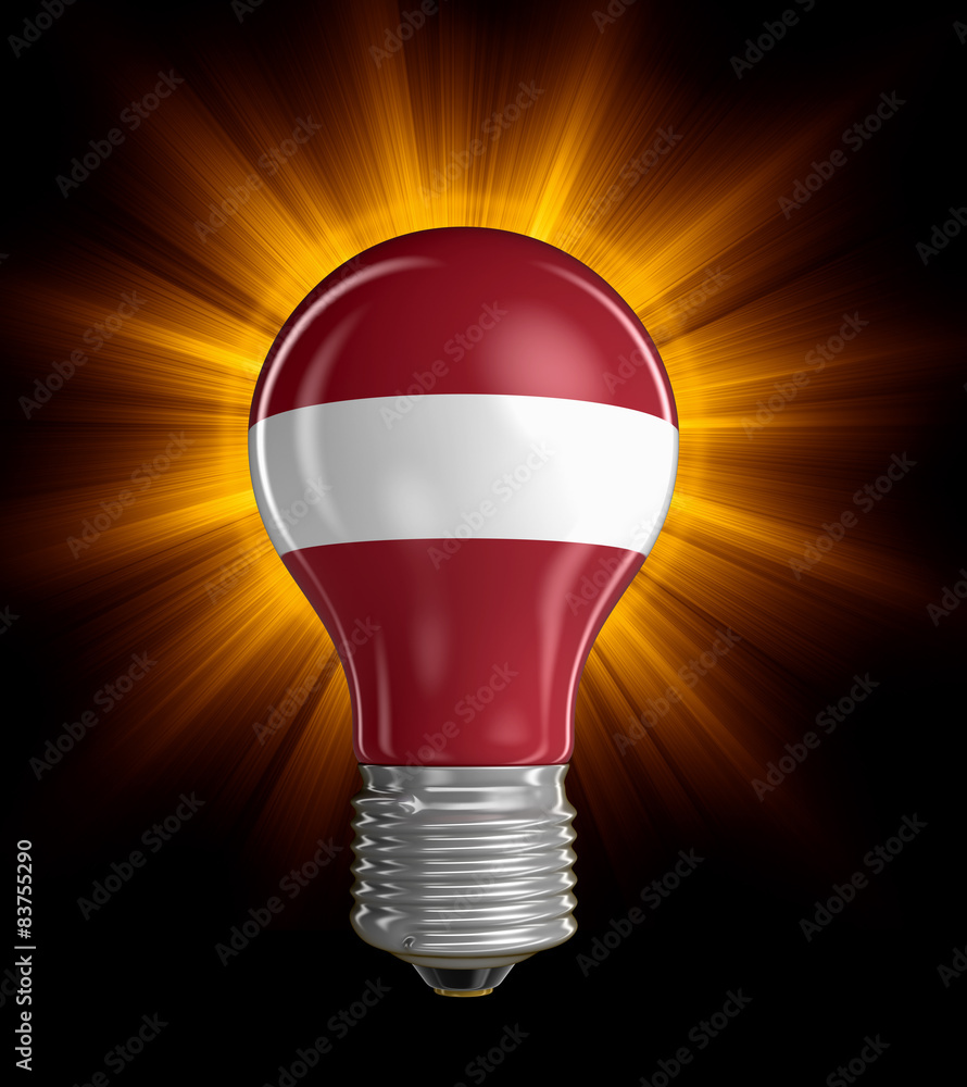 Poster light bulb with latvian flag (clipping path included)