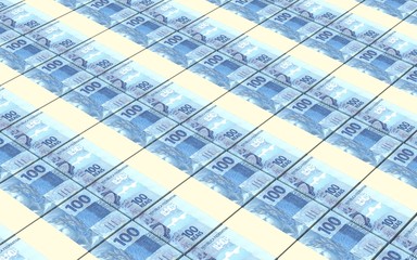 Naklejka premium Brazilian reais bills stacks background.