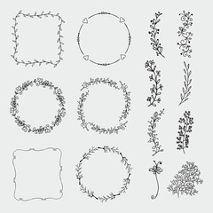 Vector Hand Sketched Frames, Borders, Design Elements