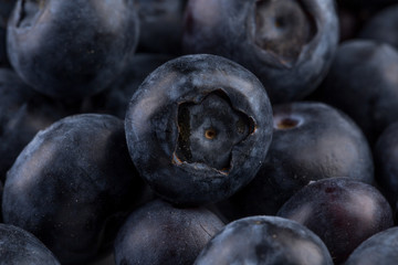 Blueberries on stone plate background