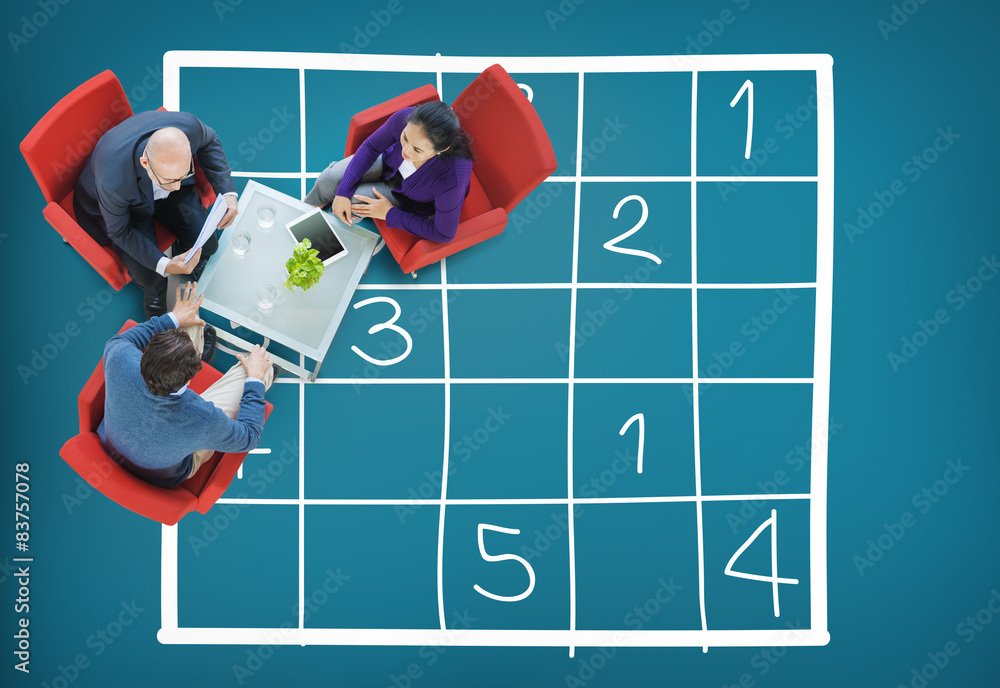 Poster sudoku puzzle solving problem solution leisure concept