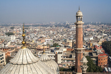 Panorama of Delhi Jama Masjid Mosque minaret